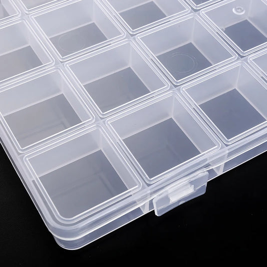 Contenedor de almacenamiento transparente, joyero, caja de almacenamiento de plástico transparente, organizador de almacenamiento de pendientes vacío, vitrina para cuentas