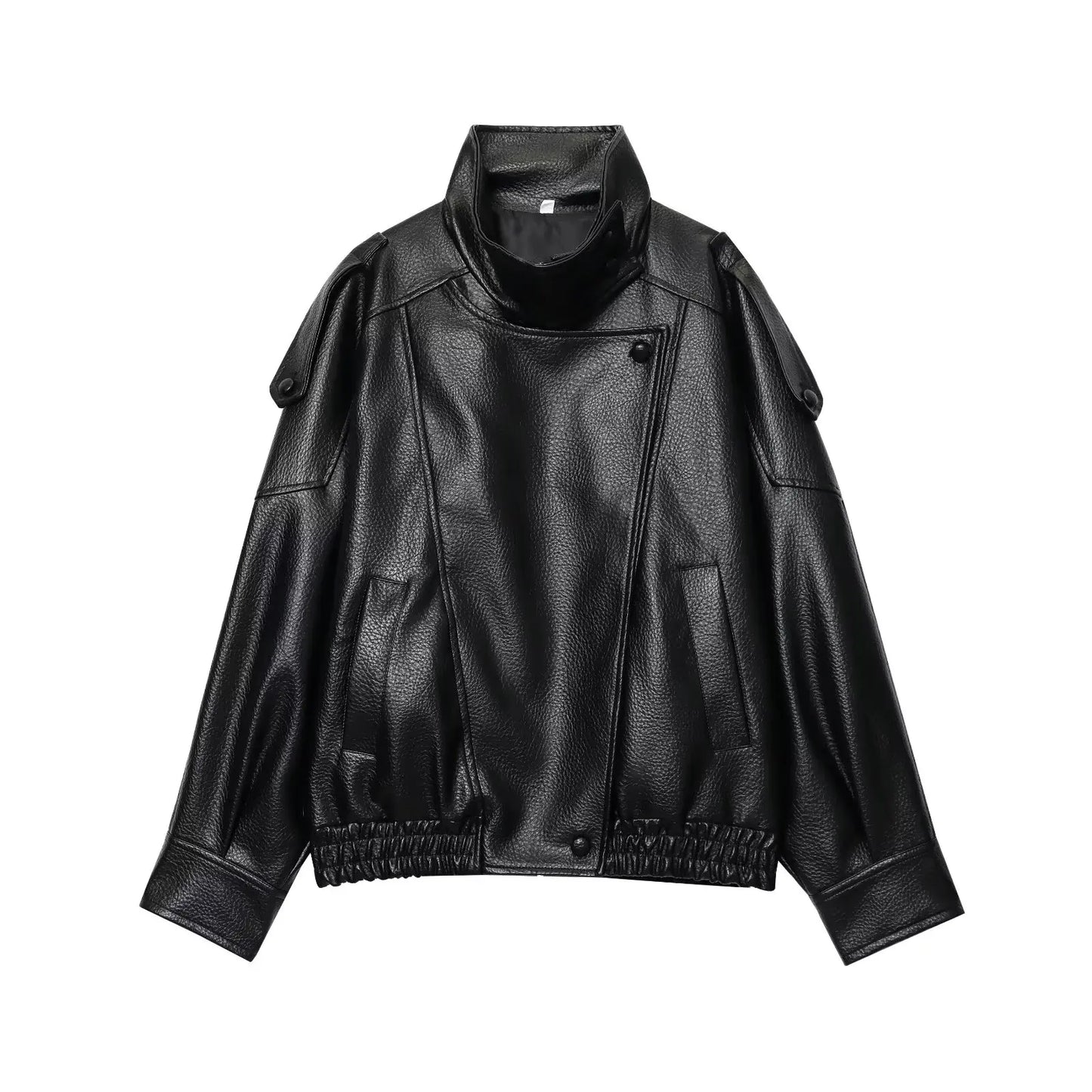TFMLN – Chaquetas de piel sintética negra elegantes para mujer, abrigos elásticos extragrandes de manga larga con botones, moda otoño invierno 2025