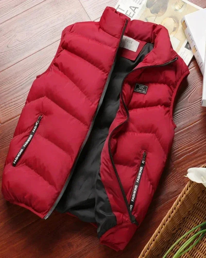 Manteaux bouffants sans manches pour hommes, doudoune de couleur unie, gilet chaud d'hiver, vêtements d'extérieur, coupe-vent, nouvelle collection 2024