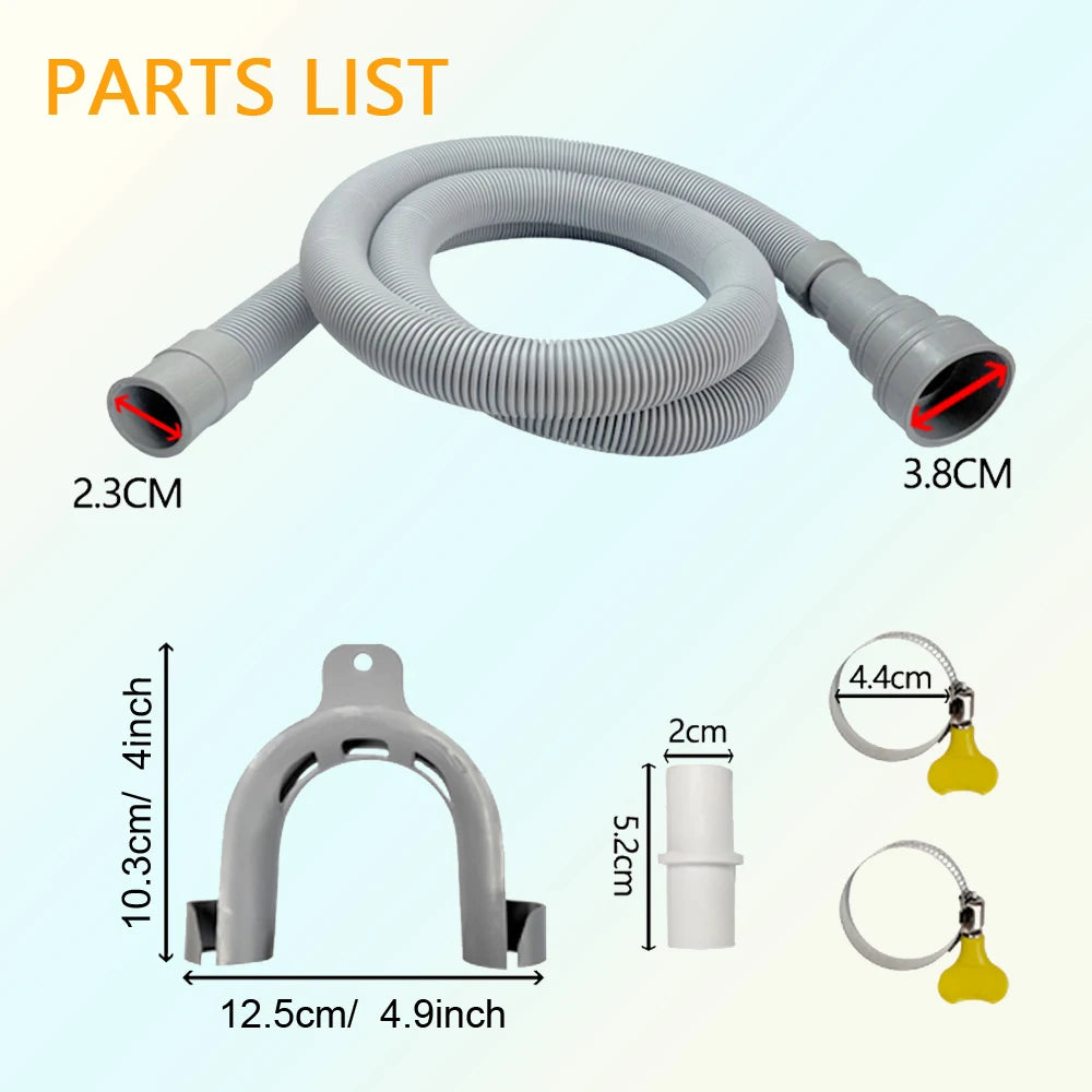 Kit de manguera de drenaje para lavadora y lavavajillas, que incluye manguera corrugada flexible, adaptador de extensión y abrazadera, 1 unidad
