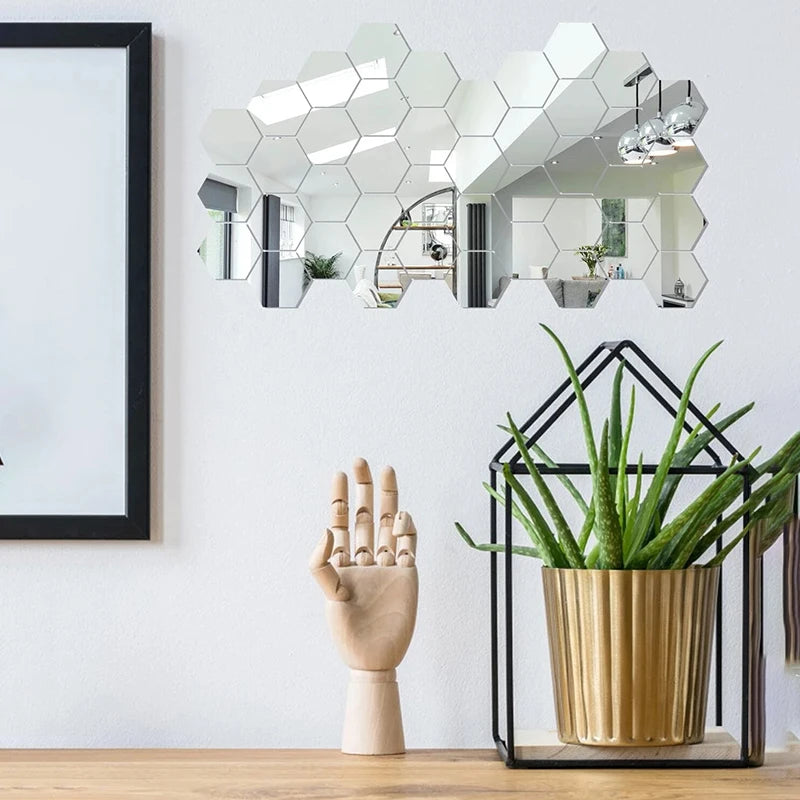 Autocollant Mural Miroir 45 Pièces — Décoration Murale Effet Miroir