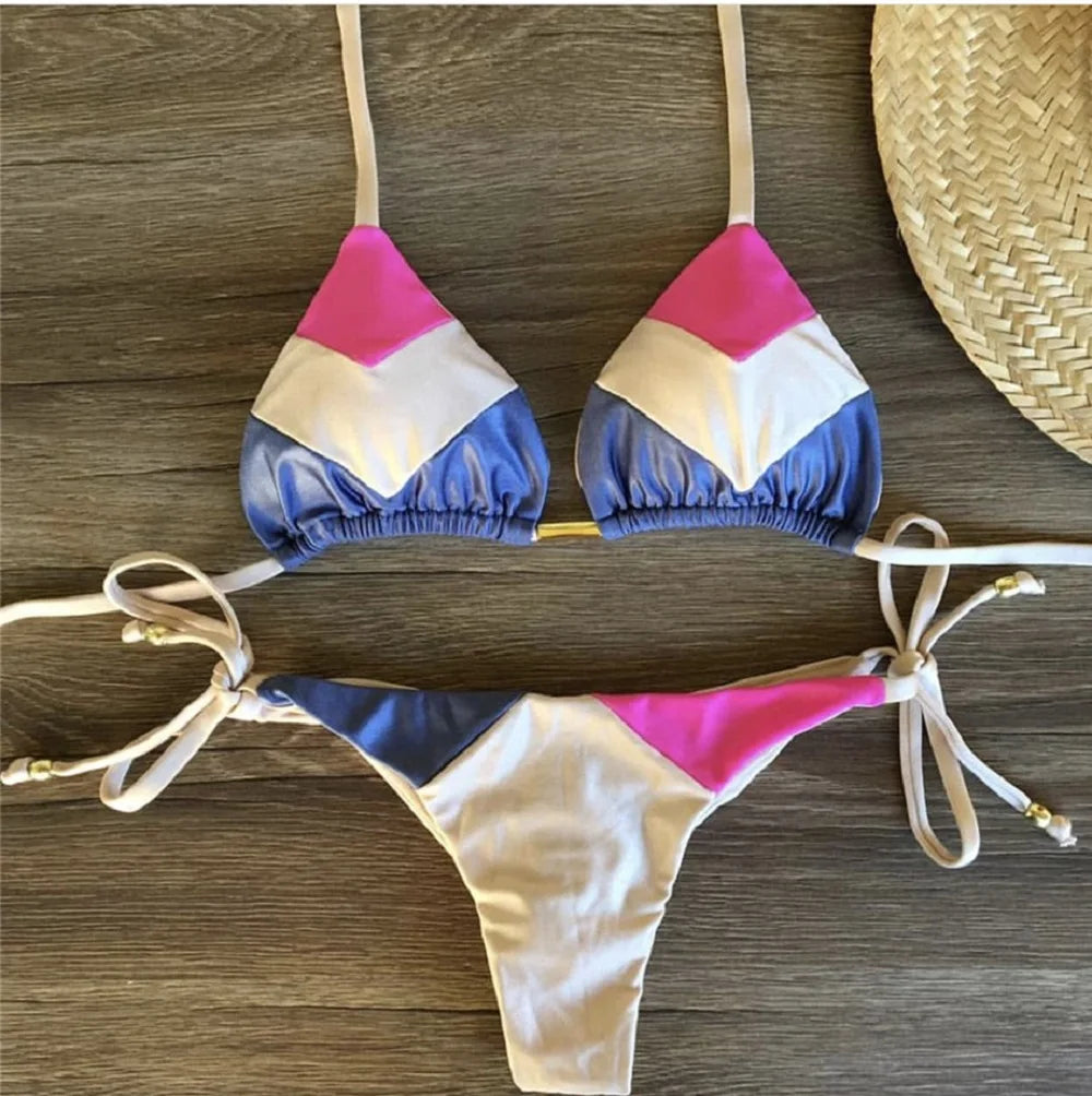 2023 Sexy Bikini multicolore maillot de bain femmes maillots de bain Push Up côtelé Bikini ensemble brésilien maillot de bain vêtements de plage baigneur Biquini