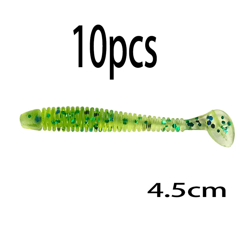 Hengjia 10-50pcs/lot 4.5CM Small Soft Silicone T-Tail Worm Swimbait Lure Fishing Tackle for Carp Black-bass Pike