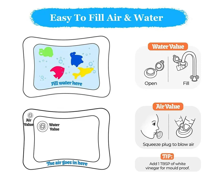 Tapis de jeu gonflable pour bébé, coussin d'eau en PVC pour nourrissons, temps du ventre, coussin d'eau pour enfants, jouets d'activité de développement pour l'éducation précoce