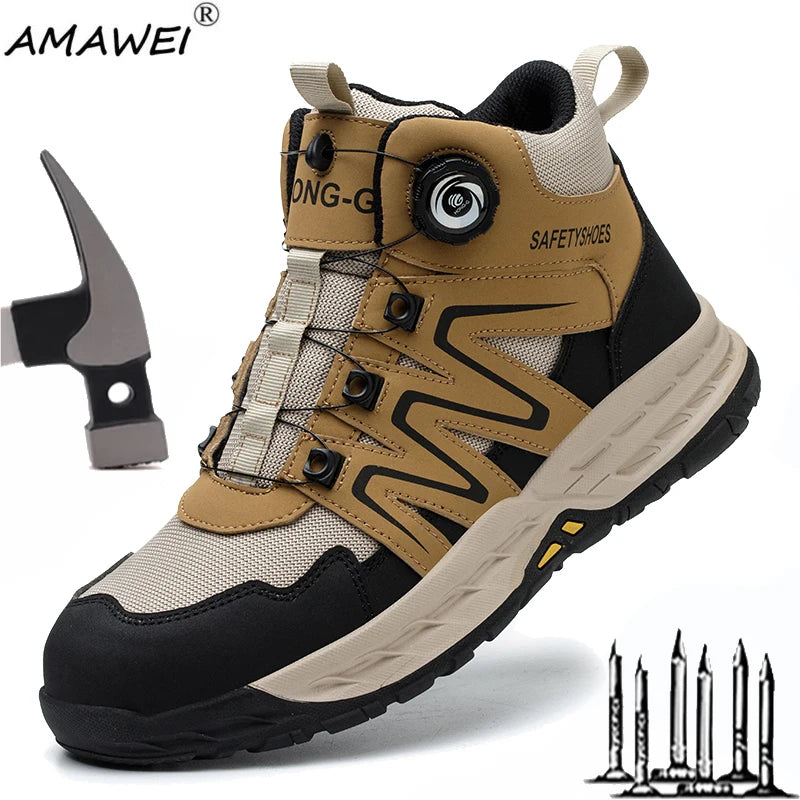 Nuevas botas de seguridad para hombre, zapatos de trabajo indestructibles, zapatillas con punta de acero, botas de protección anti-aplastamiento y anti-perforación, botas de trabajo tácticas