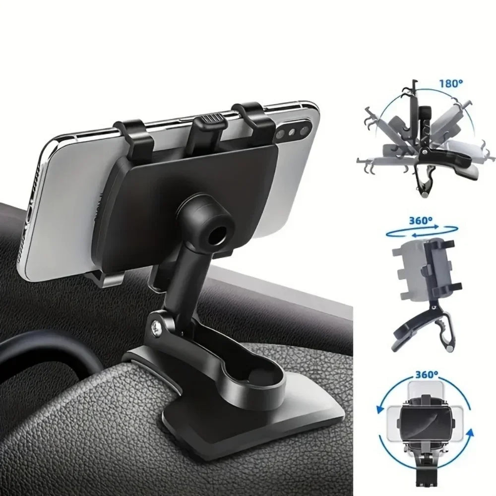 360 °   Support de téléphone de voiture rotatif, support universel pour téléphone portable, tableau de bord, support facile à clipser, support de téléphone portable pour la navigation GPS