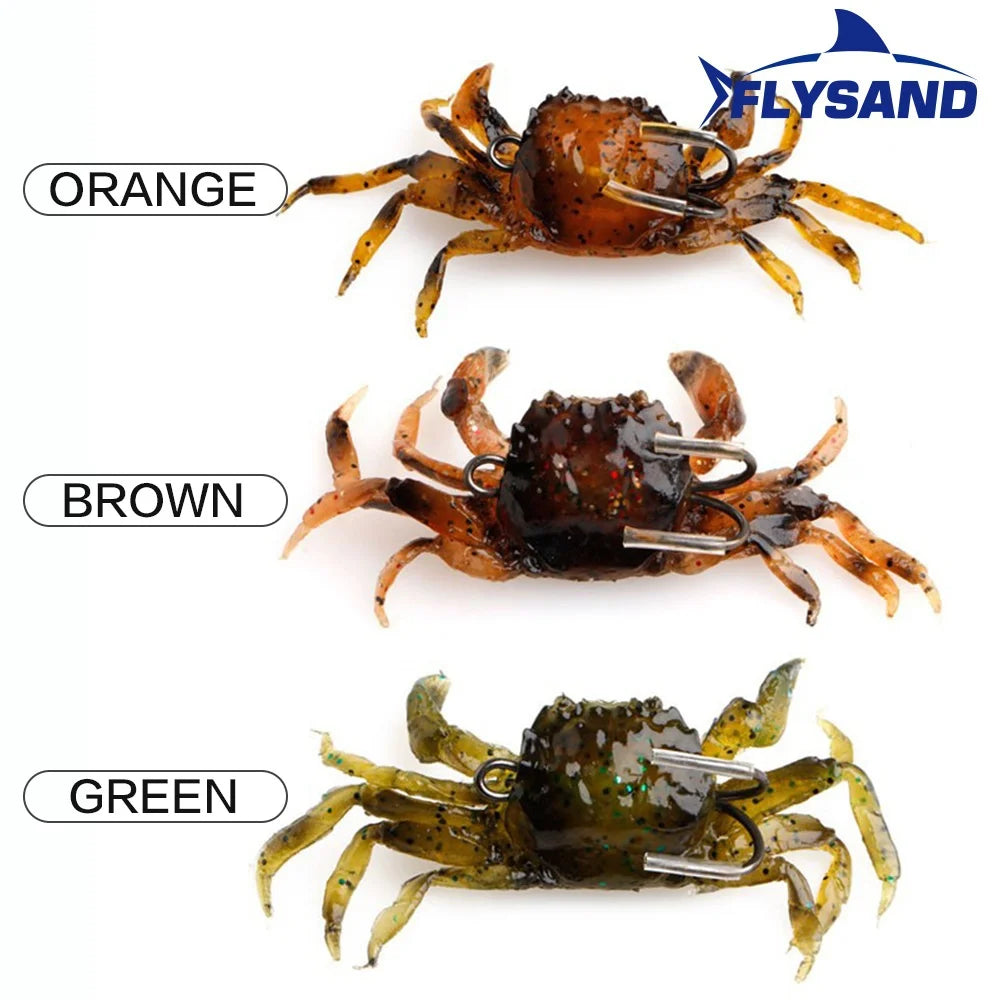 FLYSAND bionique crabe Silicone appât souple artificiel réaliste crochet pointu leurre de pêche poisson d'eau douce gabarit tête appâts matériel de pêche