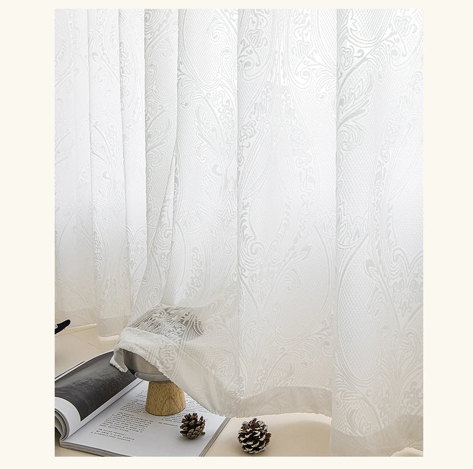 Cortinas francesas para sala de estar, cortina semitransparente sólida de lujo para balcón, visillo de tul personalizado para boda
