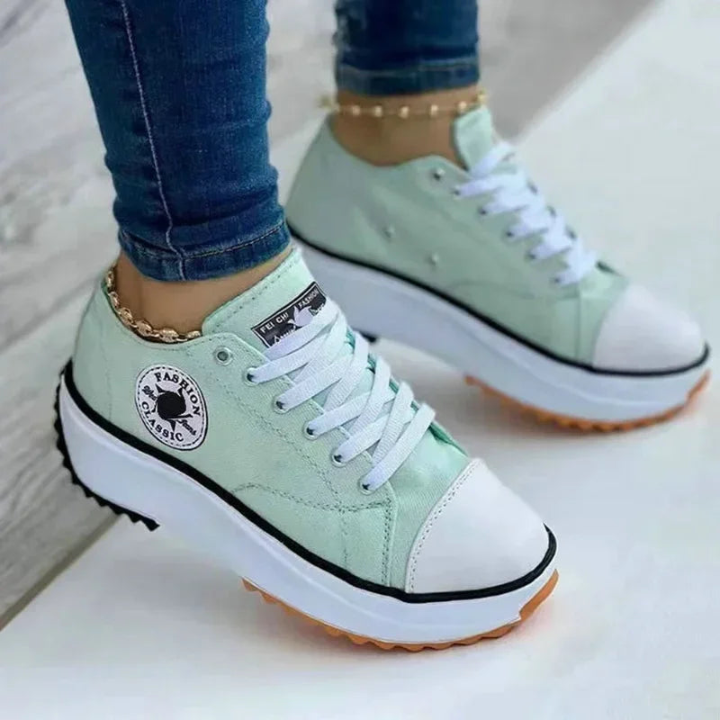 Zapatillas deportivas de lona para mujer, modelo 2025, zapatos informales para mujer, zapatillas planas con cordones Zapatillas Mujer Chaussure Femme