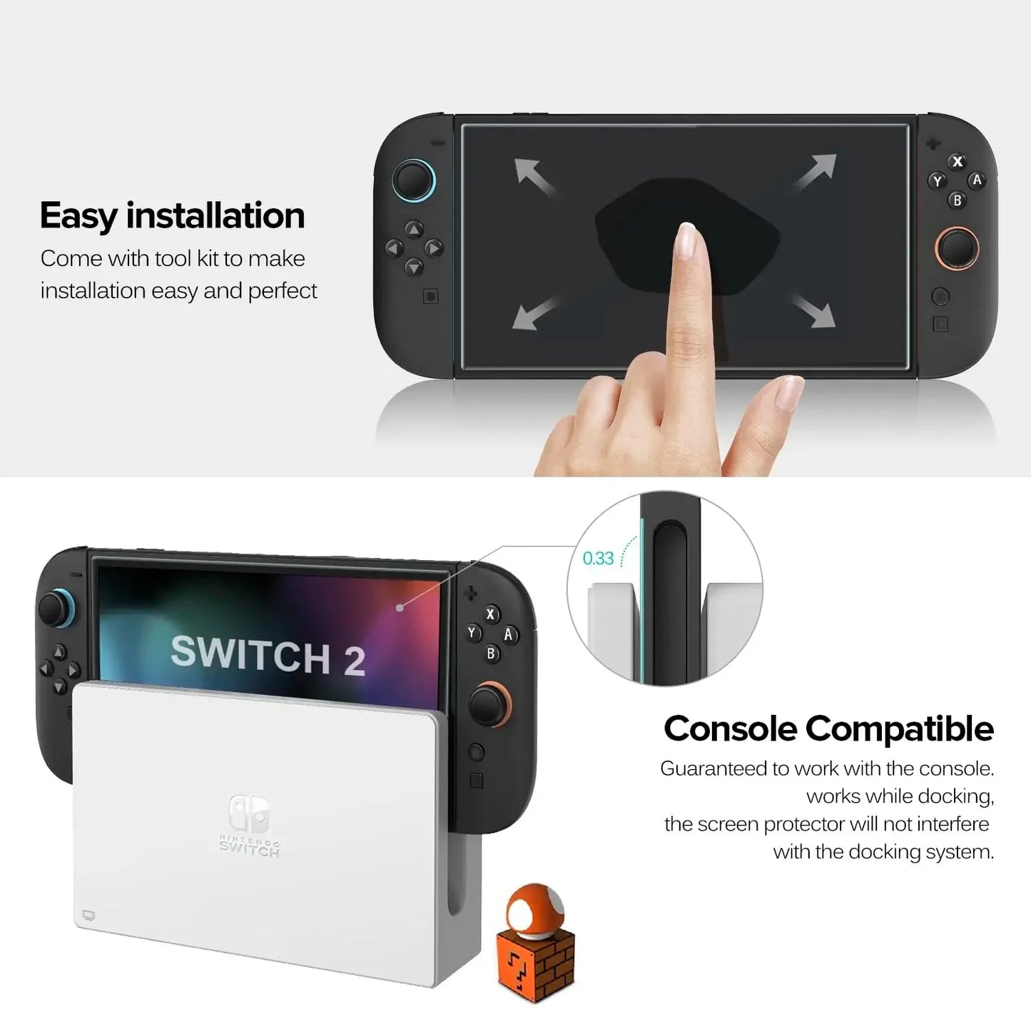 Protecteur d'écran en verre trempé HD pour console portable 2025 — transparent, anti-rayures