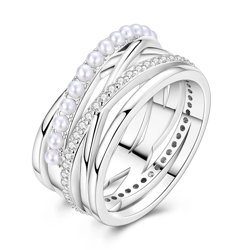 Anillos de plata 925, línea entrelazada, anillos enrollados geométricos de circonita, compromiso romántico, boda, San Valentín, joyería fina, regalo