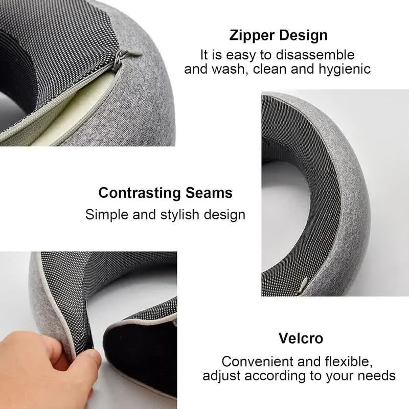 Almohada de viaje en forma de U de espuma viscoelástica, estilo caracol, soporte para el cuello, portátil, ajustable, suave, para siesta, almohadas para dormir