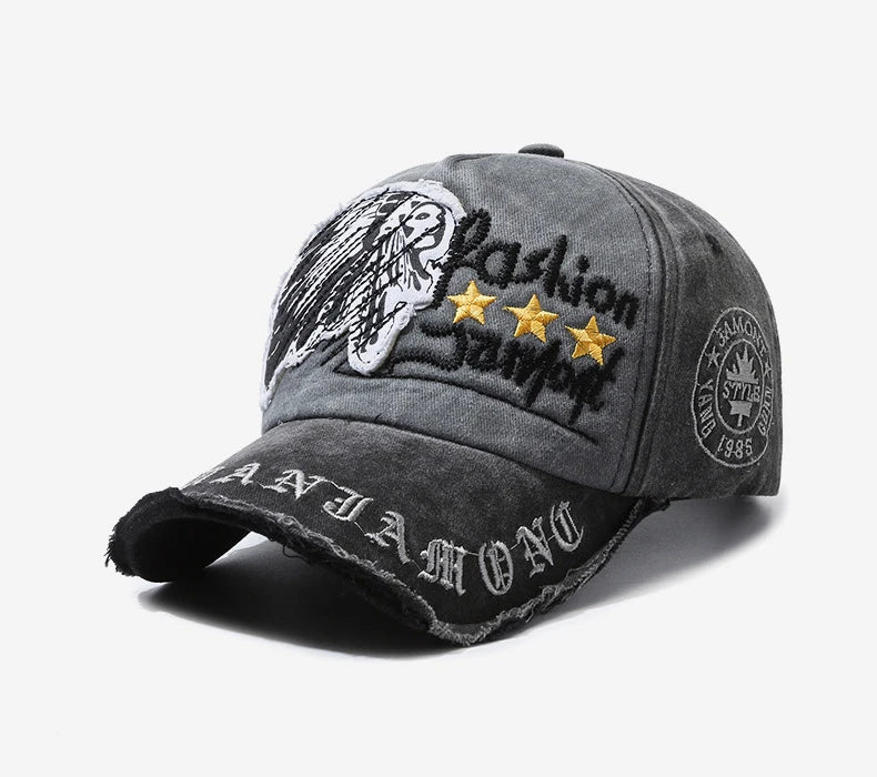 Gorra de béisbol retro desgastada informal para deportes al aire libre para cuatro estaciones, gorra de sol de primavera y otoño, gorra bordada con letras para hombres