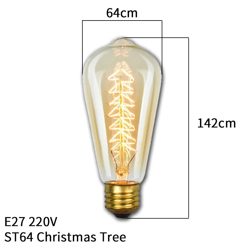Bombilla retro Edison regulable E27 40W 110V 220V Lámpara incandescente de filamento vintage Bombilla decorativa