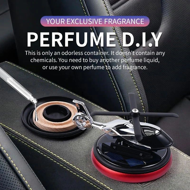 Ornements de voiture sans odeur de parfum bricolage pour hommes, énergie solaire, étiquettes d'air rotatives à tarte, accessoires de décoration, diffuseur de parfum