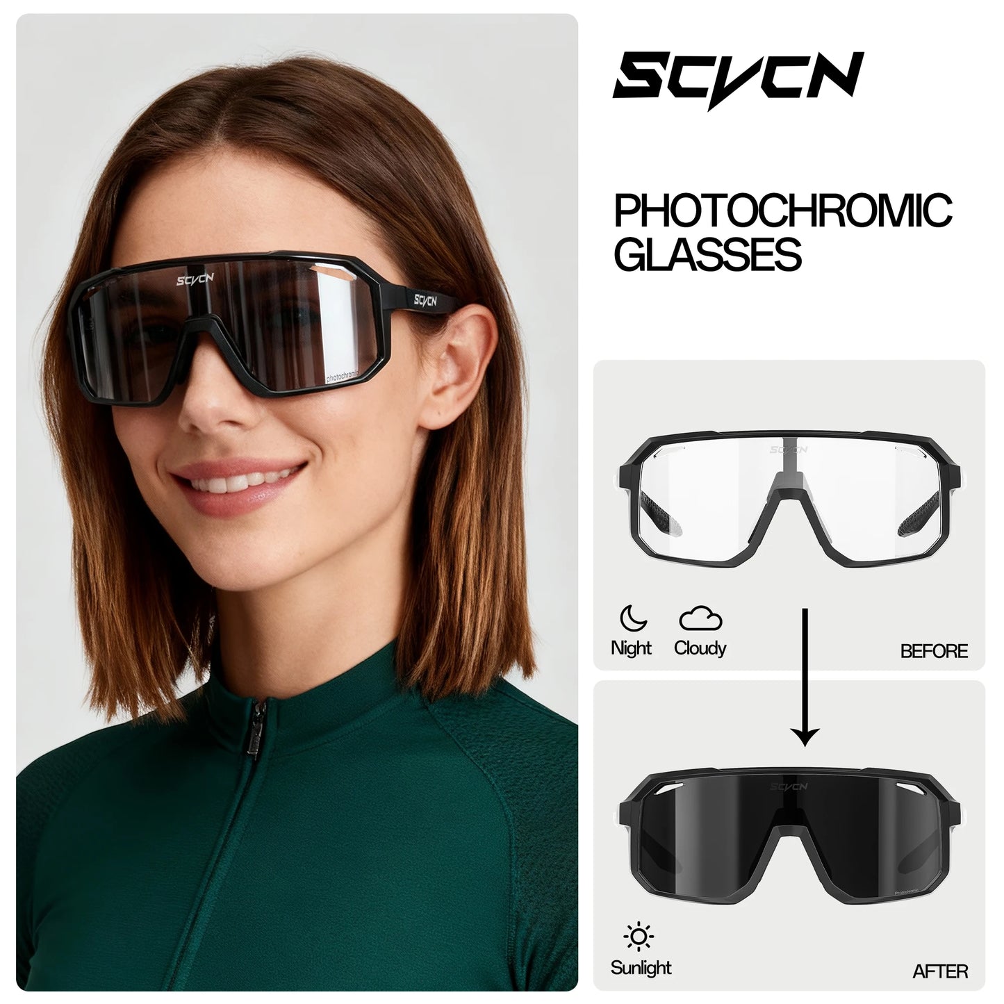 SCVCN Cycling Glasses MTB for Men Women Outdoor Sports Running Driving UV400 Sunglasses Road Racing Bicycle Cycling Eyewear