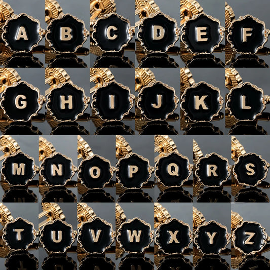 Boutons de manchette classiques pour hommes, 26 lettres initiales de l'alphabet, A B C D E F G H I J K L M N O P Q R S T U, bouton à manches V W X Y Z