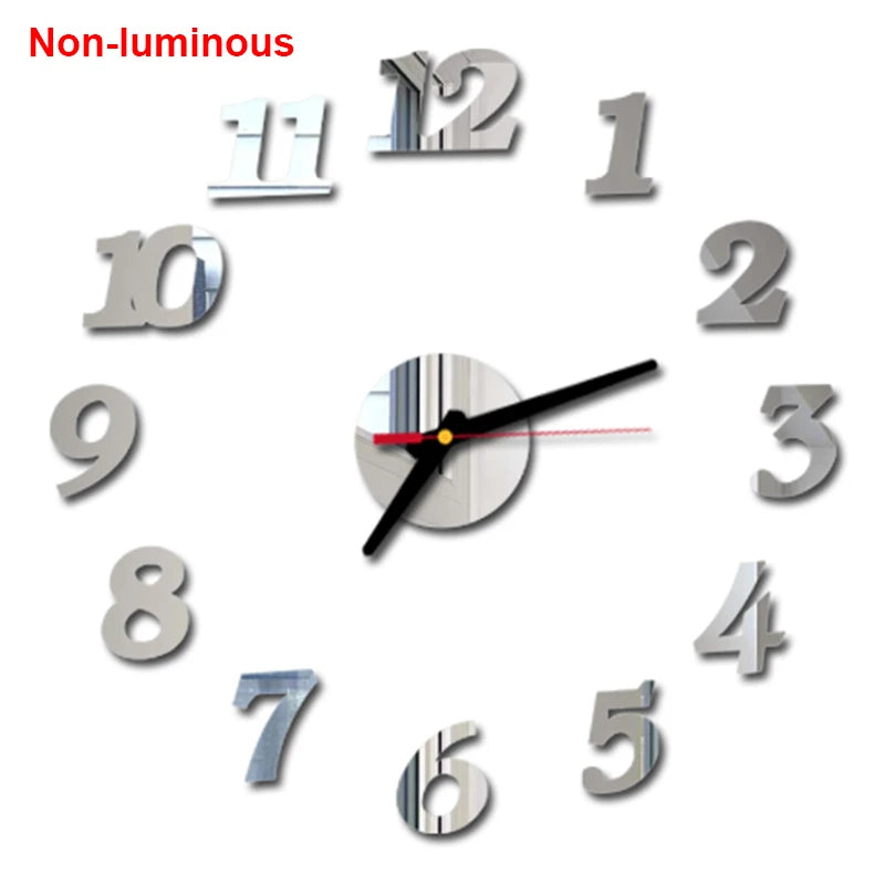Reloj de pared, reloj de pared luminoso DIY, reloj de cuarzo, pegatinas de espejo acrílico, reloj de pared, decoración de pared, decoración cálida del hogar.
