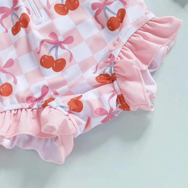 Maillot de bain une pièce imprimé cerise pour bébé fille, maillot de bain pour bébé, tissu doux et confortable, costume de piscine pour bébé, Design cerise mignon