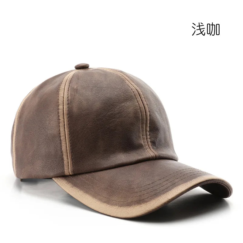 Men's and Women's Leather Baseball Cap, High Quality Snapback, Street Hip Hop Trucker Hat, Hat for All Seasons, Luxury Brand, Winter Cap, New