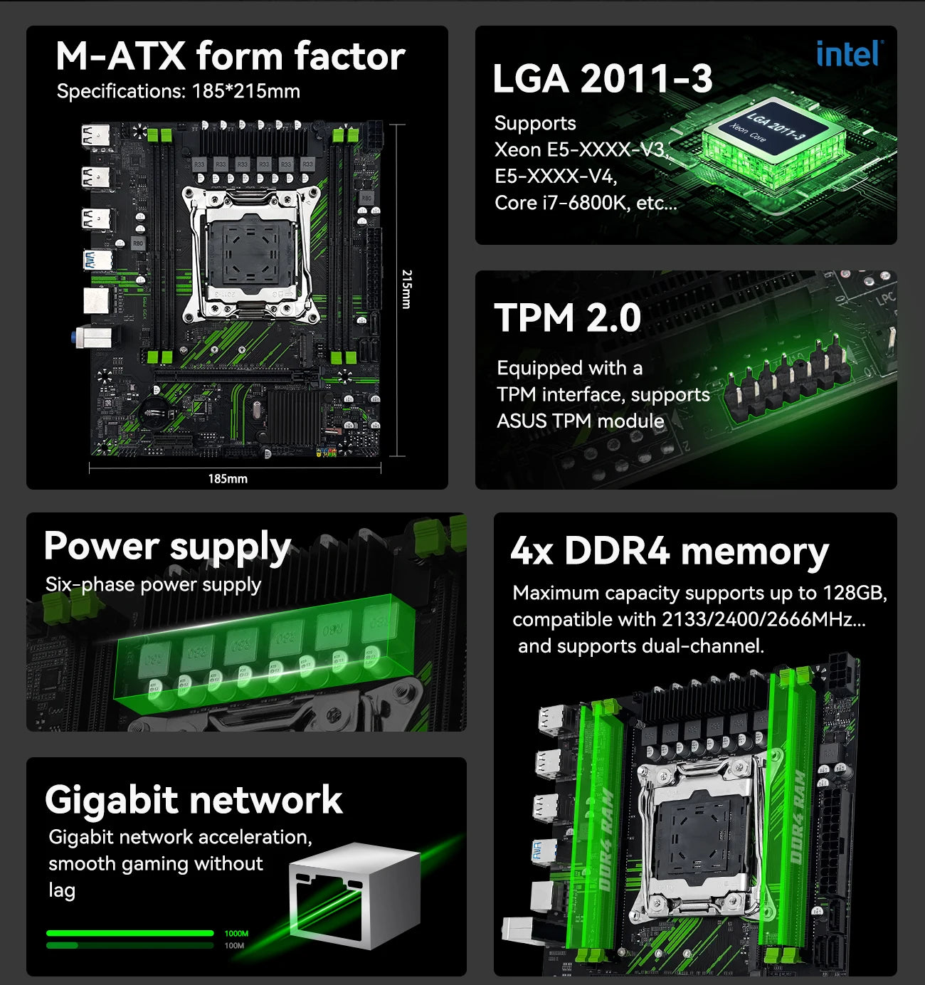 Carte mère MACHINIST X99 X99 PR9, prise en charge TPM2.0 LGA 2011-3, processeur Intel Xeon E5 V3 et V4, RAM DDR4, SATA/NVME M.2, emplacement USB3.0