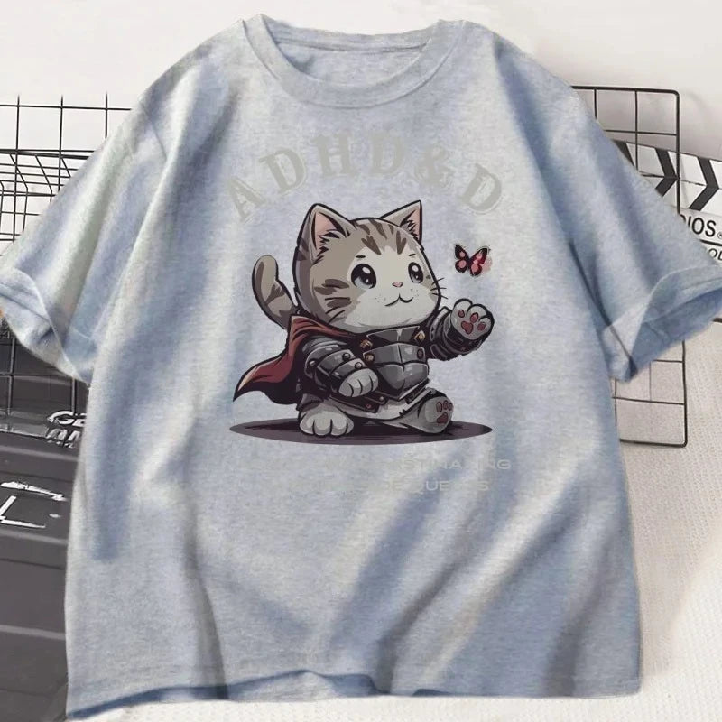 Camiseta divertida con estampado gráfico de TDAH y yo no procrastinamos, camisetas de manga corta de verano, camisetas holgadas con estampado gráfico Y2K