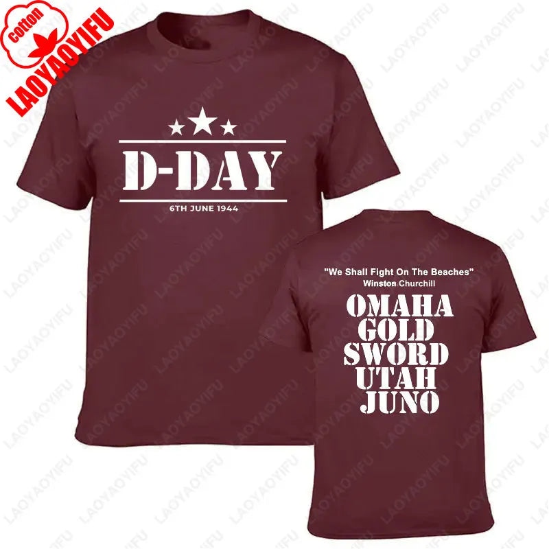 Camiseta divertida de algodón para hombre, con estampado vintage, D-DAY 2026, Ejército 1944, Normandía, militar, CHURCHILL BEACHES