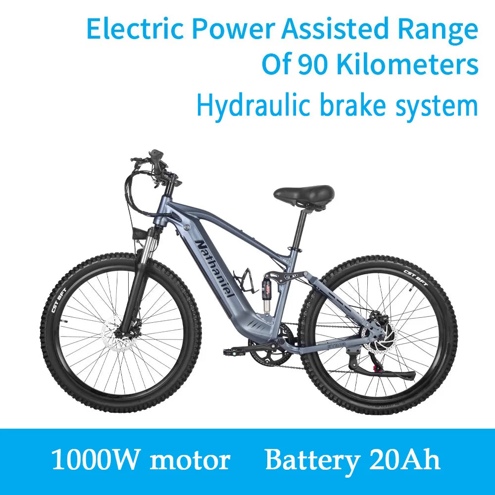 VTT Électrique 1000W 27,5 Pouces 45Ah — 7 Vitesses 45 km/h Adulte Plein Air