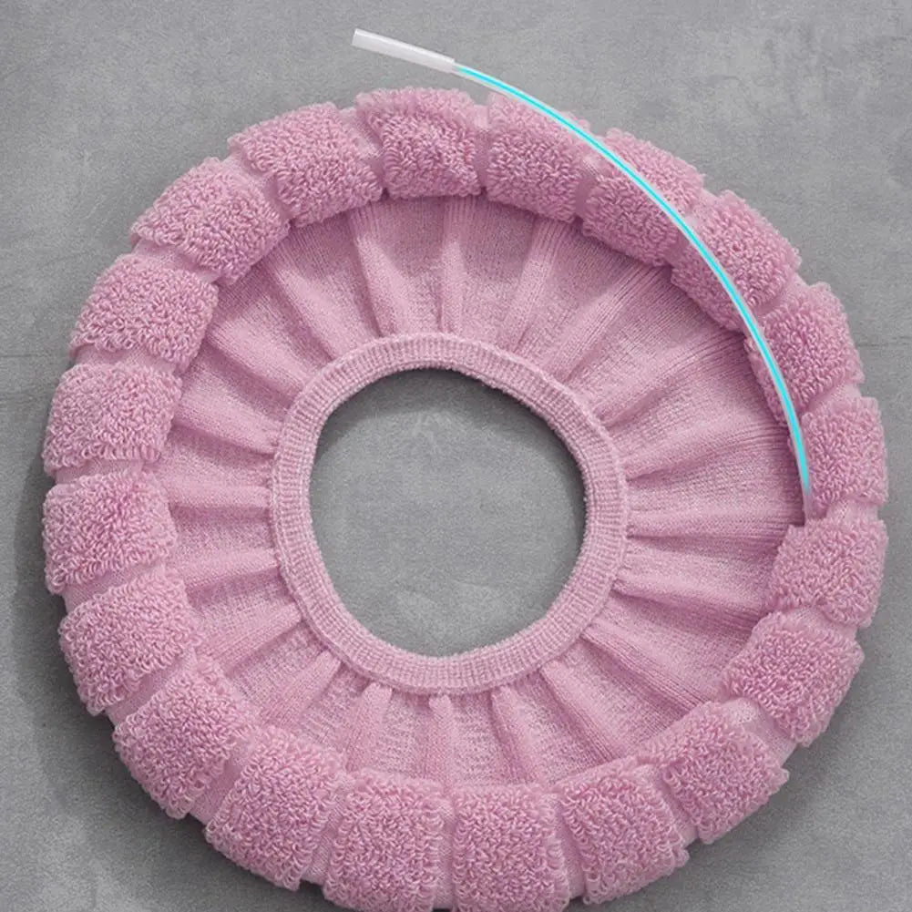Winter Warm Toilet Seat Cover, Closer Tool Mat, 1 Piece, Washable Bathroom Accessories, Pure Color Knit, O-shaped Soft Cushion, Toilet Seat