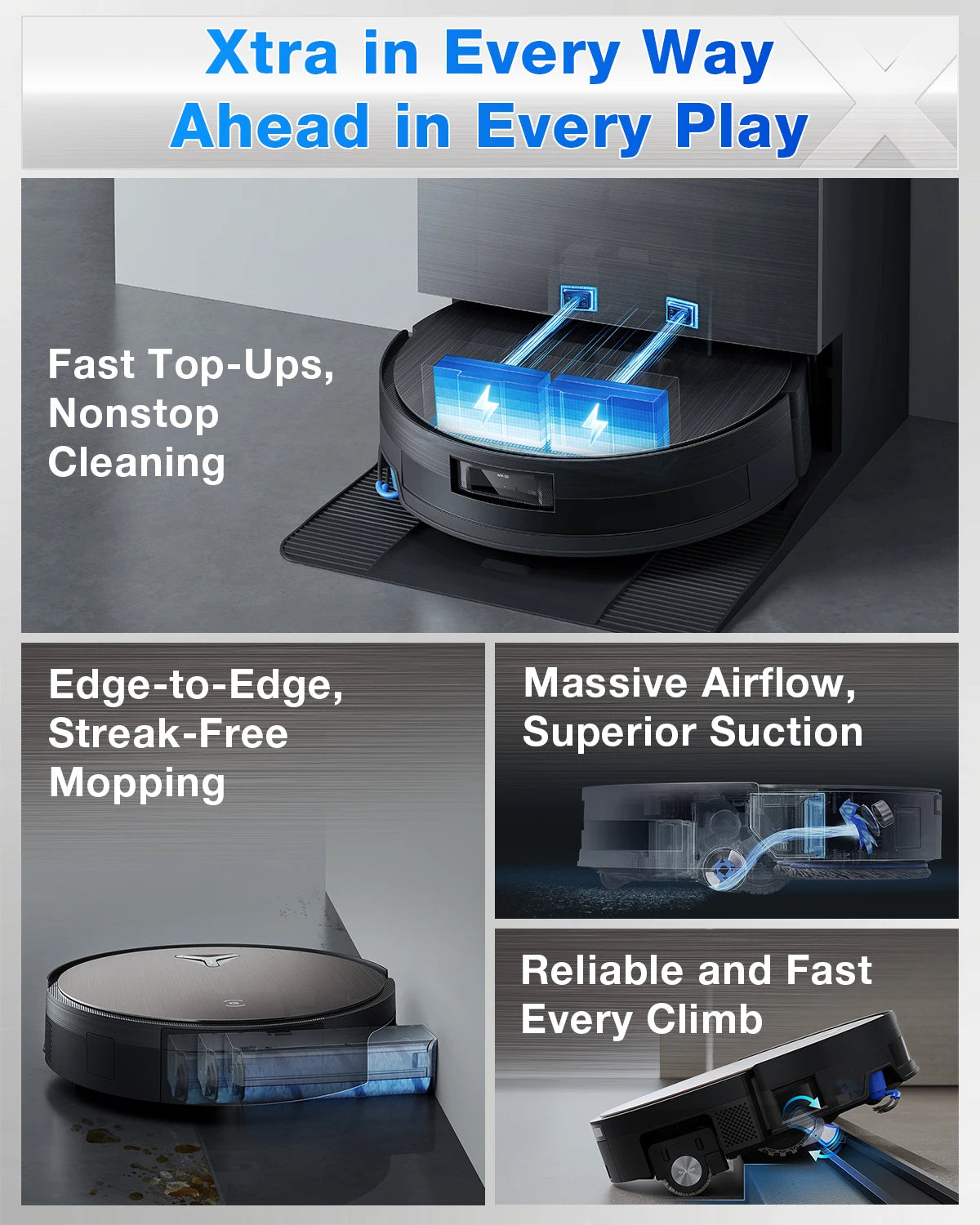 ECOVACS Robot aspirador barredor DEEBOT X11 PRO OMNI 19500pa, robot de limpieza con mopa y succión, aspiradora fregadora inalámbrica para el hogar con estación de carga
