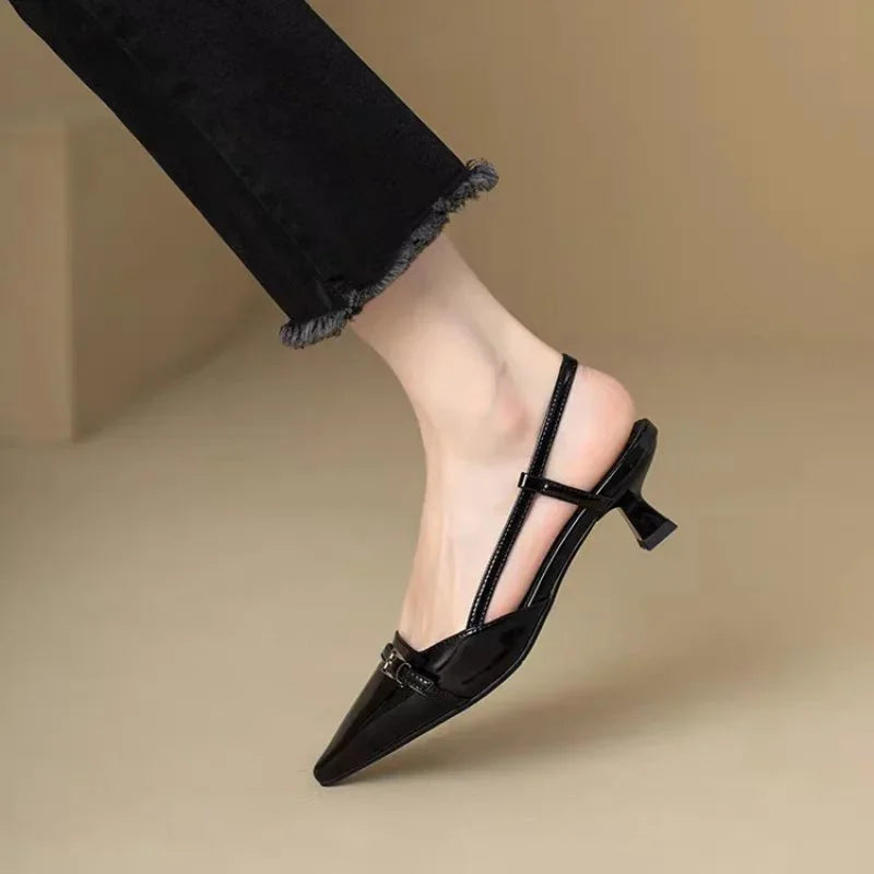 Sandales Femme à Charme Rétro Bordeaux — Style Élégant Été