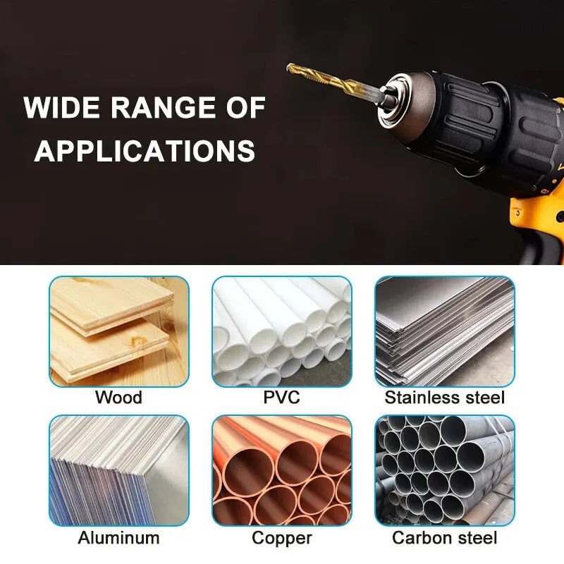 Ensemble d'outils de perçage et de chanfrein en acier à grande vitesse, machine intégrée, taraud composite, plaqué titane 4341, 6 pièces