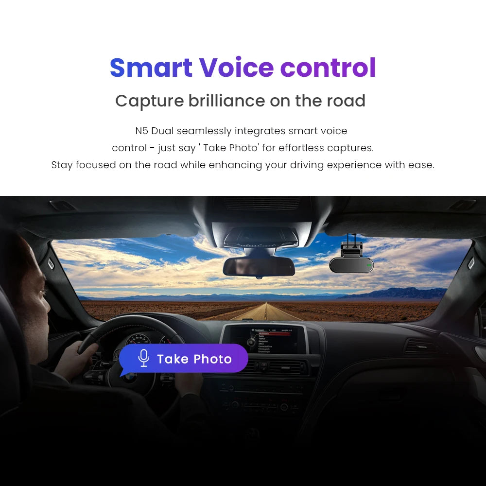 Dashcam double 4K avant et arrière — Ultra HD, NightVIS, ADAS, GPS, enregistrement automatique