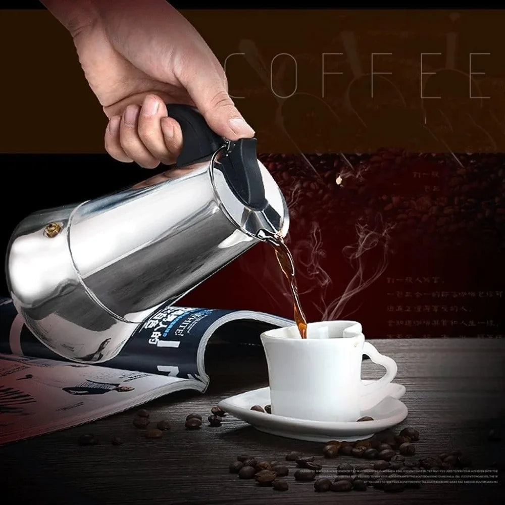 Stainless Steel Moka Pots, Espresso Coffee Maker, Teapot, Latte Coffee, Portable Coffee Maker for Camping and Home