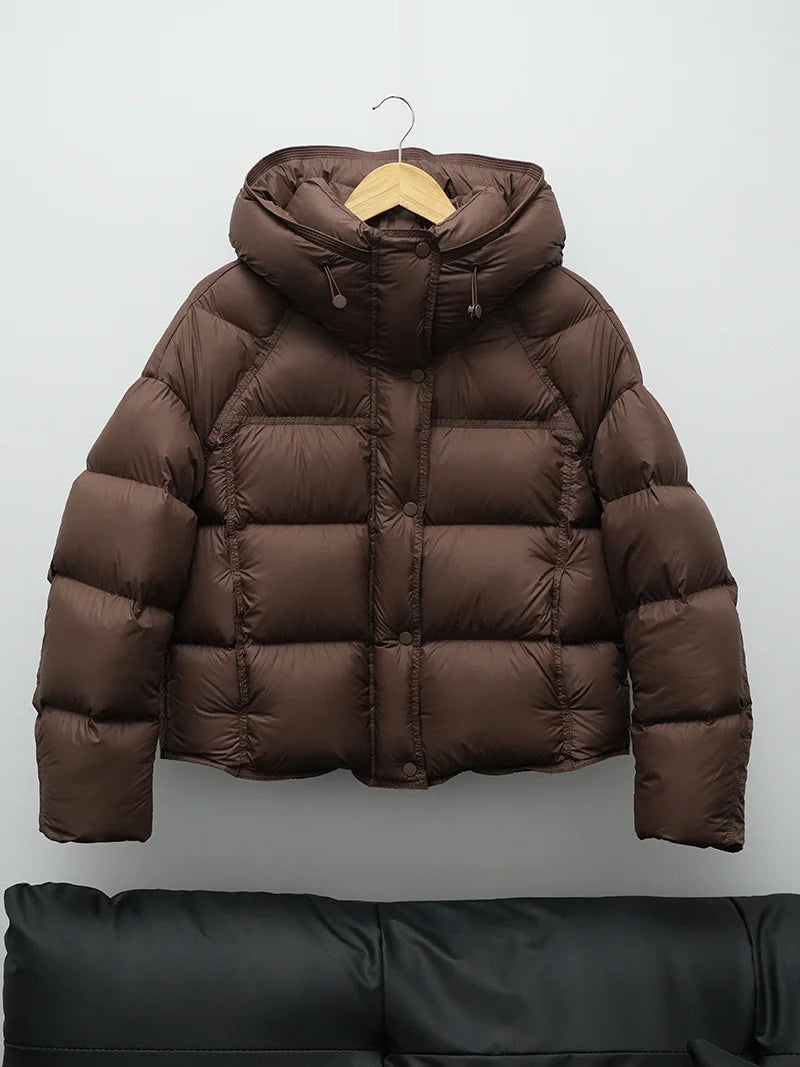 ZAROY Women's Winter Jacket Thicken Warm Hooded Cotton Parkas Korea Solid Versatile Casual Short Coat Snow Outwear