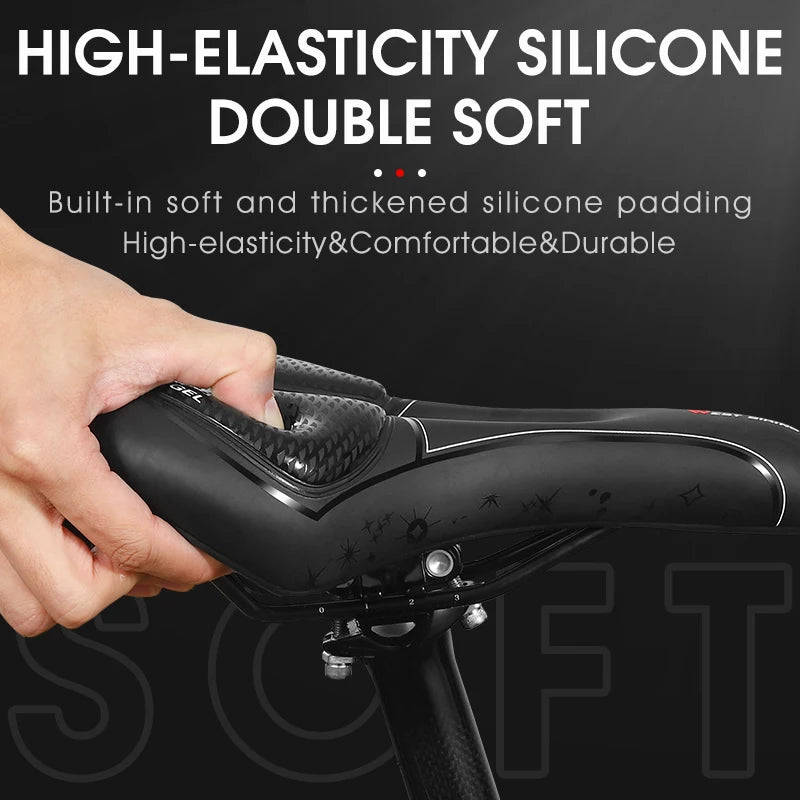 Selle vélo route et VTT en PU — respirante, souple, coussin ergonomique, course