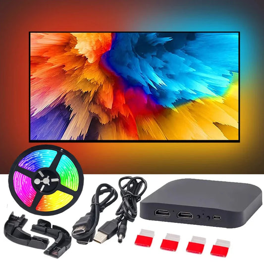 Rétroéclairage Led pour TV ambiante intelligente, boîtier de synchronisation de périphérique HDMI 4K 1.4 2.0 et Kit de bande lumineuse RGBIC WS2812B 5050 pour PC 24 à 65 pouces PS4 XBOX