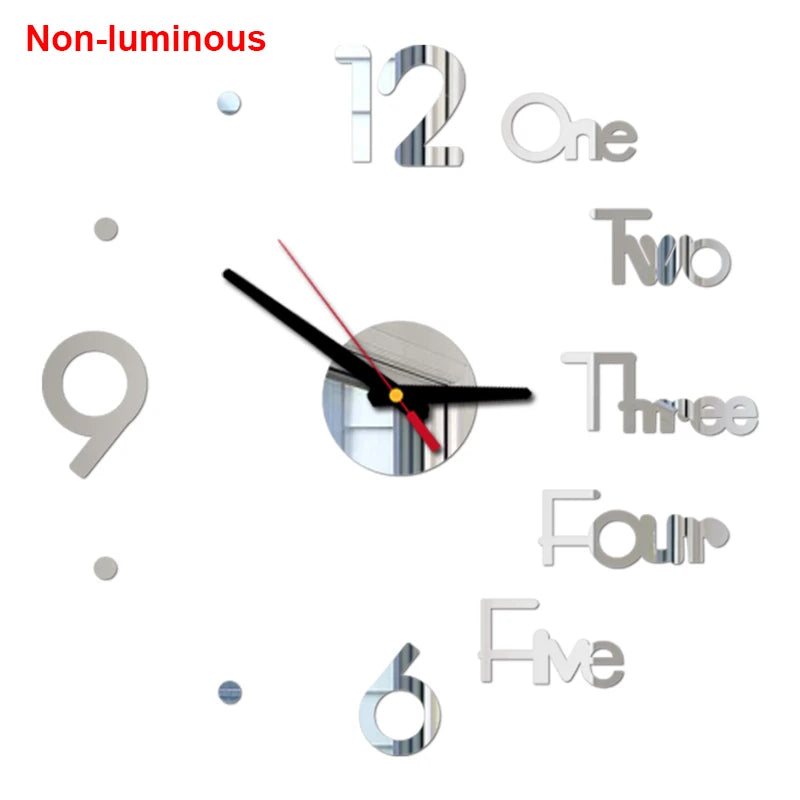 Reloj de pared, reloj de pared luminoso DIY, reloj de cuarzo, pegatinas de espejo acrílico, reloj de pared, decoración de pared, decoración cálida del hogar.