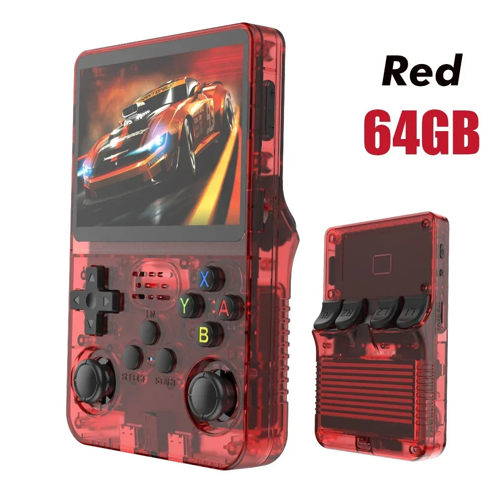 Consola de videojuegos portátil retro R36S 64GB/128GB, sistema Linux, pantalla IPS de 3.5 pulgadas, R35s Pro, reproductor de vídeo de bolsillo portátil