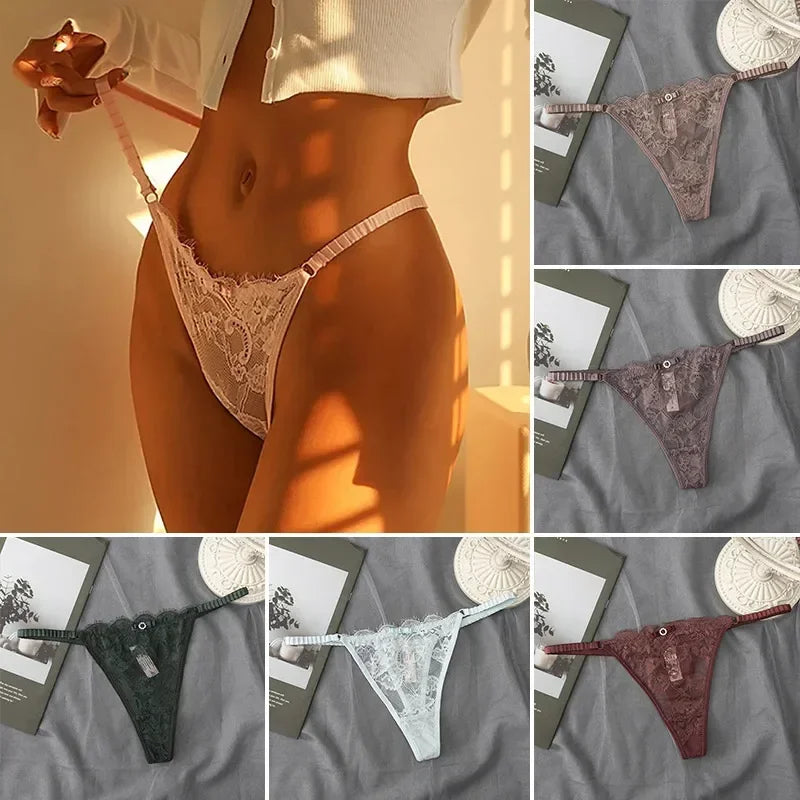G-String Dentelle Femme — Culotte Lingerie Taille Basse Couleur Unie