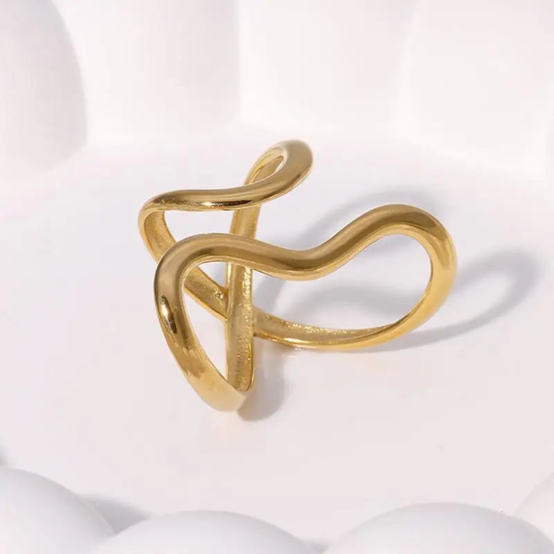 Anillo abierto impermeable de acero inoxidable para mujer, dijes de personalidad, chapado en oro real PVD de 18 quilates, joyería de moda para mujer