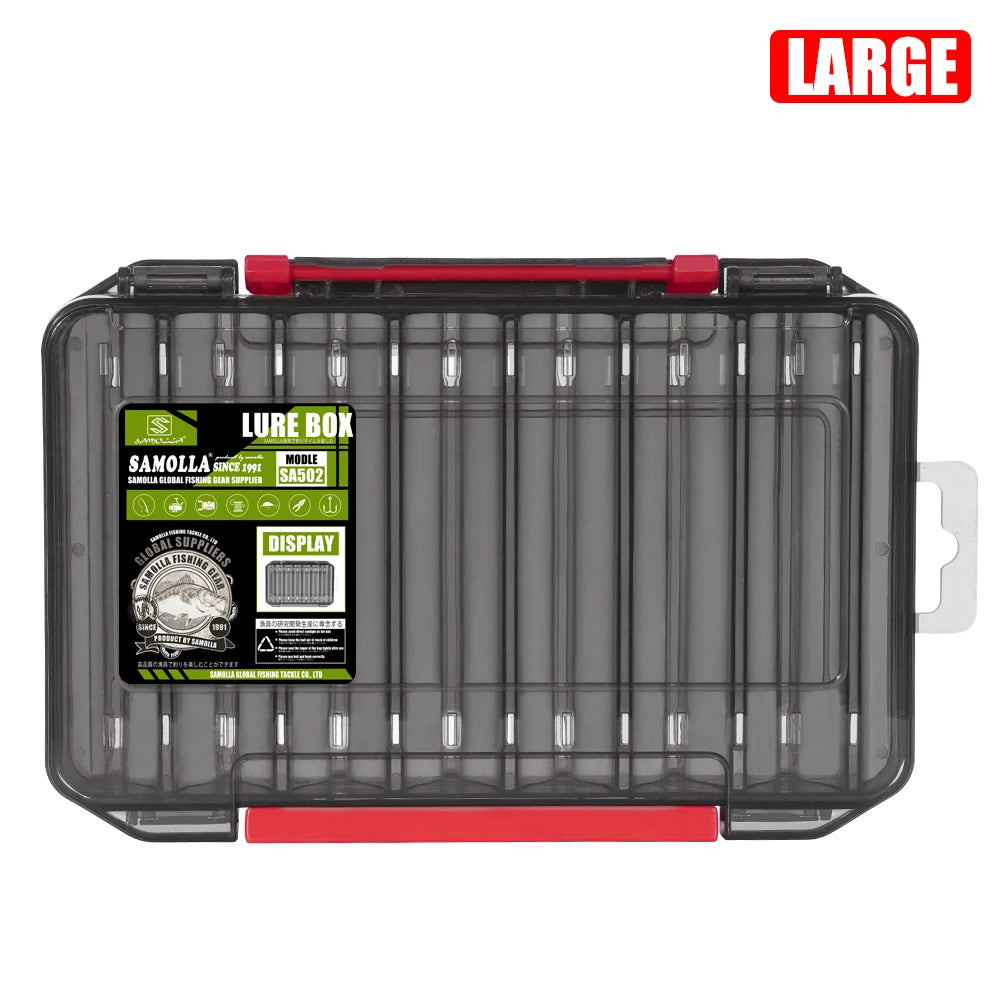 SAMOLLA Boîte à matériel compacte double face – Pêche simplifiée avec un organisateur durable et polyvalent pour leurres, hameçons, appâts