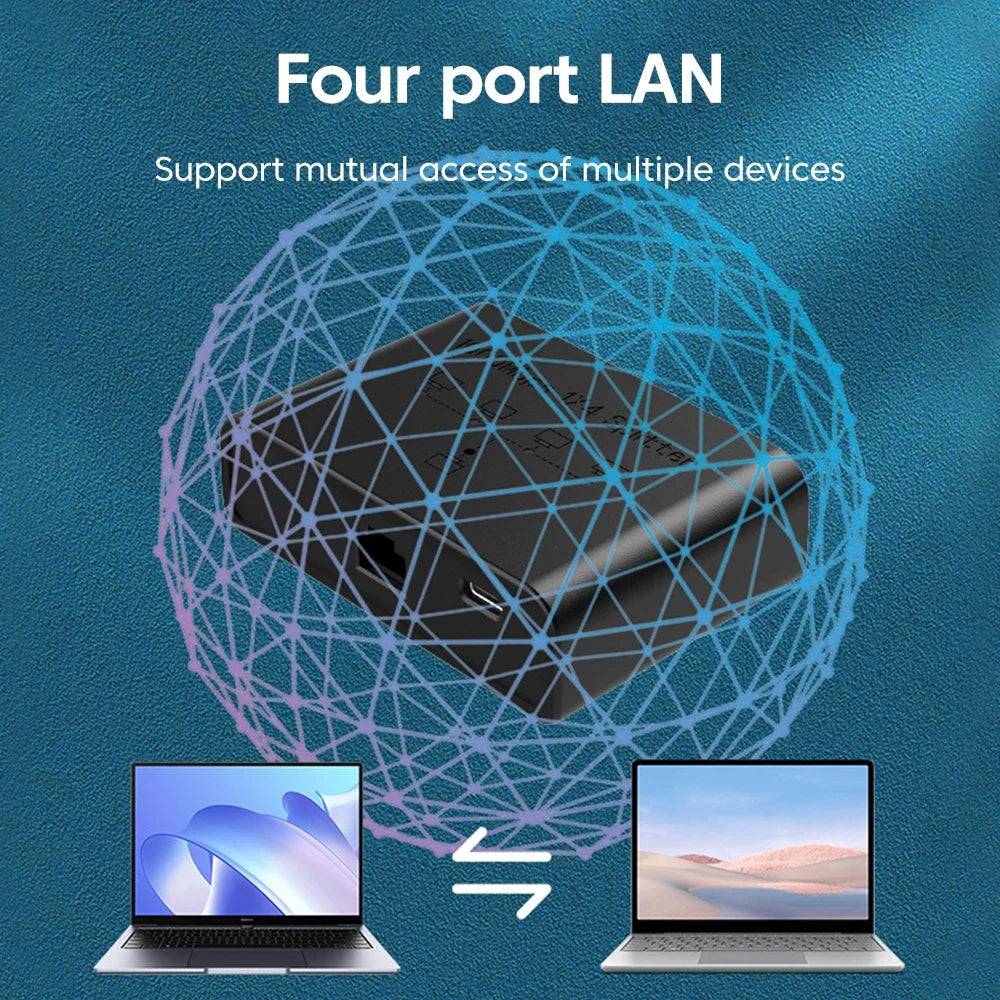VIKEFON 5-Port Gigabit Network Switch Ethernet RJ45 Network Port Network Cable Connection Splitter Network Extender Cable