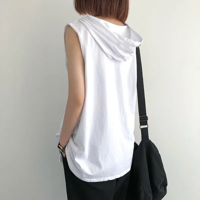 Color sólido 2023 a estrenar hombres camisetas sin mangas chaleco sin mangas camisetas para hombre con capucha chalecos para hombre tops Hip Hop hombres camiseta sin mangas camiseta