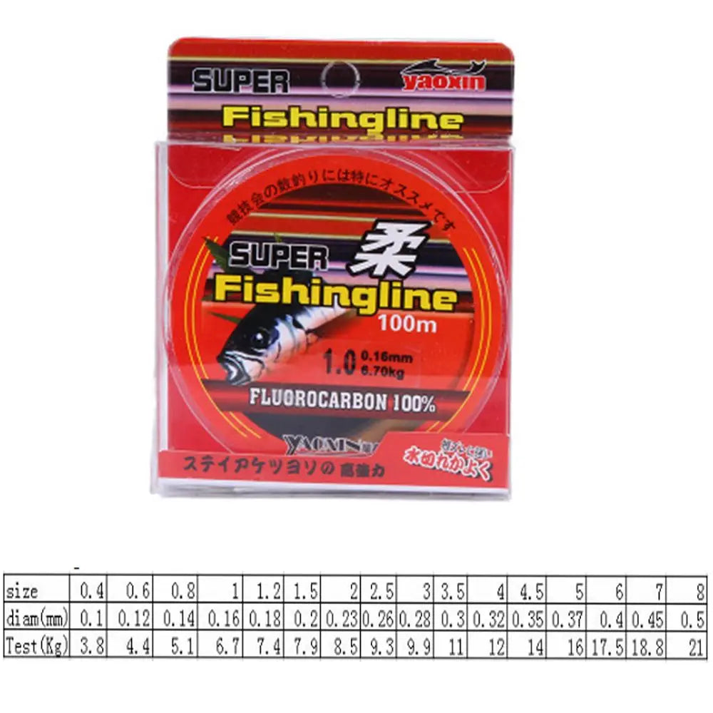 Ligne de pêche monofilament invisible en nylon à revêtement fluorocarbone, fil de 100m, pour pêcher la carpe
