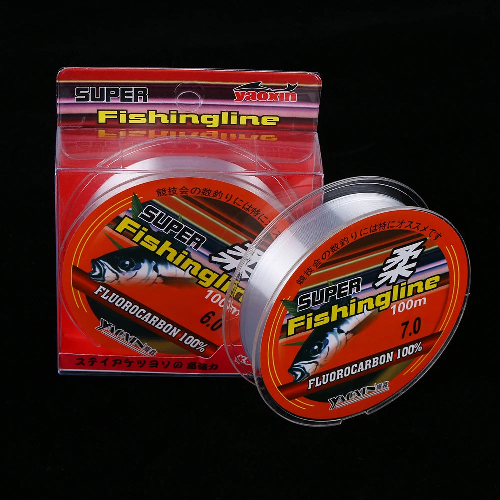 Ligne de pêche monofilament invisible en nylon à revêtement fluorocarbone, fil de 100m, pour pêcher la carpe