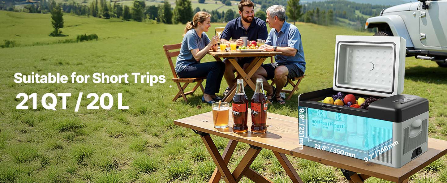 Glacière électrique de voiture 15/20L — compresseur portable, contrôle par application, camping, voyage