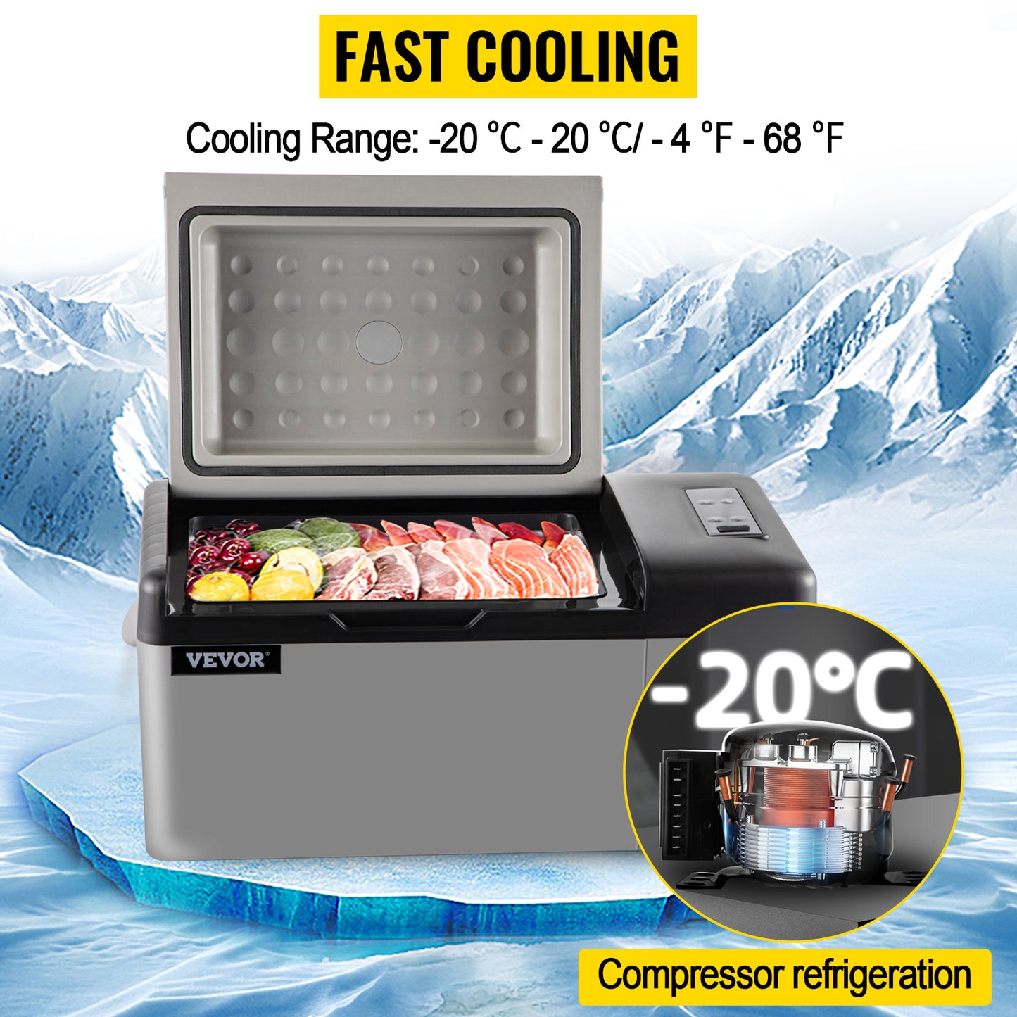 Glacière électrique de voiture 15/20L — compresseur portable, contrôle par application, camping, voyage